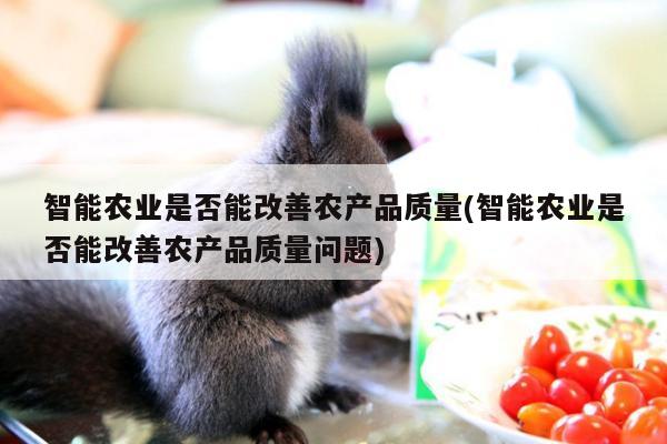 智能农业是否能改善农产品质量(智能农业是否能改善农产品质量问题)